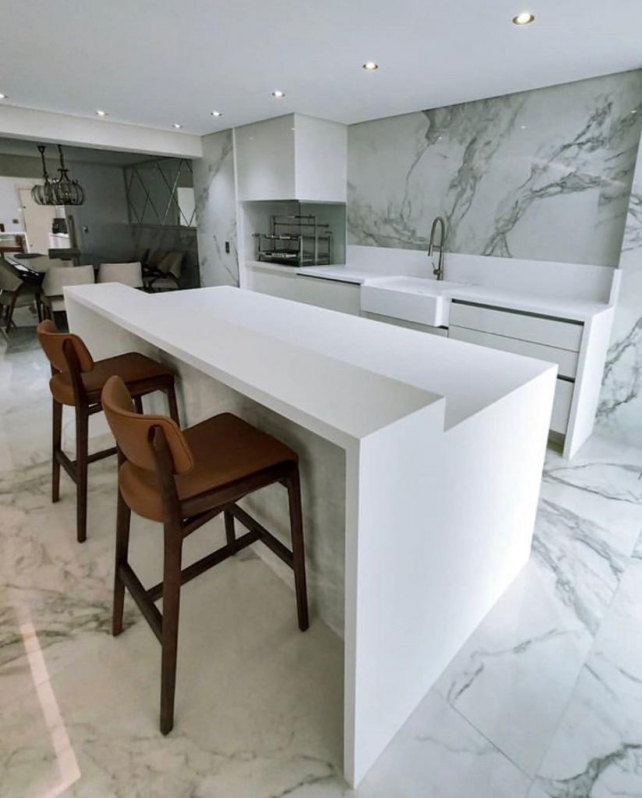 Pia Cozinha Quartzo Branco Penha de França - Pia de Quartzo Silestone